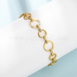 304 Stainless Steel Round Ring Link Chain Bracelets for Women&nbsp;BJEW-F536-01G