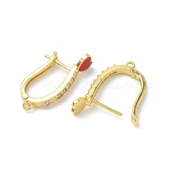 Brass Micro Pave Clear Cubic Zirconia Hoop Earring Findings&nbsp;EJEW-C185-01G