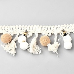 Polyester Trim Ball Fringe Ribbon&nbsp;OCOR-WH0112-009-01