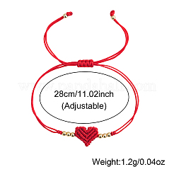 Adjustable Handmade Heart Adjustable Nylon Red String Bracelets with Brass Beads&nbsp;KE0990