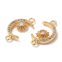 Brass Micro Pave Clear Cubic Zirconia Connector Charms&nbsp;KK-B074-12G