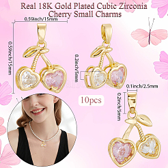 10Pcs Brass Micro Pave Cubic Zirconia Charms&nbsp;KK-BBC0019-45