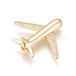 Brass Micro Pave Cubic Zirconia Airliner Beads&nbsp;X-ZIRC-L078-005G-NR