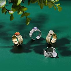 4Pcs 2 Colors 304 Stainless Steel Open Cuff Ring Findings&nbsp;STAS-UN0038-04