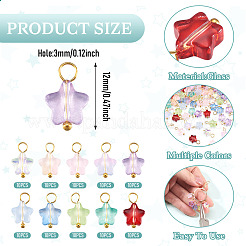 100Pcs 10 Colors Transparent Glass Star Charms&nbsp;PALLOY-TAC0266