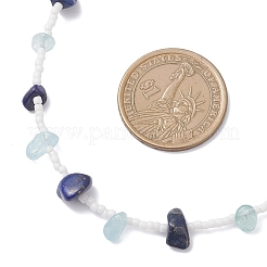 3Pcs 3 Styles Natural Lapis Lazuli & Aquamarine & Amethyst & Rose Quartz & Green Aventurine & Citrine Chip & Glass Seed Baeded Necklaces for Women&nbsp;NJEW-JN05603