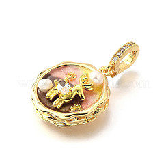 Brass Micro Pave Cubic Zirconia & Enamel Pendants&nbsp;KK-R222-12G-01
