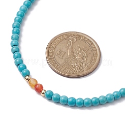 Synthetic Turquoise & Natural Carnelian Beaded Necklaces&nbsp;X1-NJEW-TA00161