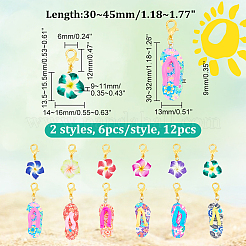 Summer Theme Plumeria Flower & Flip Flops Pendant Stitch Markers&nbsp;HJEW-AB00407