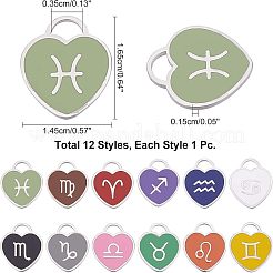 12Pcs 12 Style 304 Stainless Steel Enamel Pendants&nbsp;STAS-NB0001-30