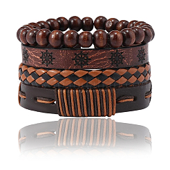 4Pcs 4 Styles PU Imitation Leather Braided Bracelets Sets&nbsp;BJEW-CL0001-13B