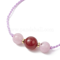 Round Natural Quartz & Carnelian Beaded Necklace & Bracelet & Dangle Earring Sets&nbsp;SJEW-JS01335