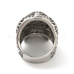 316 Stainless Steel Skull with Cross Finger Ring&nbsp;RJEW-C030-02B-AS
