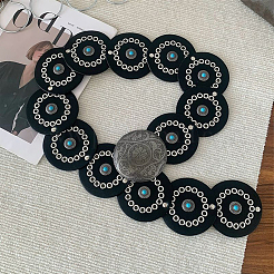 Western Retro PU Leather & Resin Imitation Gemstone Disc Chain Belts with Alloy Buckles&nbsp;AJEW-WH20060-33
