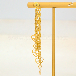 Brass Heart Tassel Stud Earrings&nbsp;TY3987