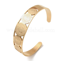 Religion 201 Stainless Steel Cuff Bangles for Women&nbsp;BJEW-F507-01G