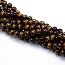 Natural Grade AB Tiger Eye Round Beads Strands&nbsp;X-G-O047-02-4mm