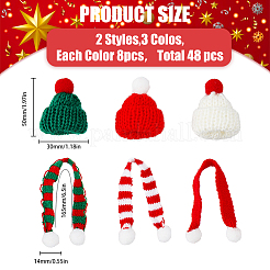 48Pcs 6 Style Christmas Mini Knitting Wool Yarn Scarf & Hats&nbsp;AJEW-FH0003-79