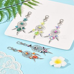 10Pcs 5 Styles Starfish Turtle Synthetic Turquoise & Alloy Pendant Decoration&nbsp;HJEW-FZ00041