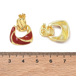Brass Enamel Dangle Stud Earrings for Women&nbsp;KK-CBA760A-12G-03