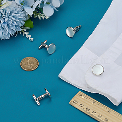 2 Pairs Brass Natural Shell Cufflinks&nbsp;FIND-FG0004-76