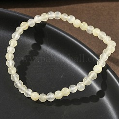 Natural Golden Silk Jade Round Beaded Stretch Bracelets for Women&nbsp;BJEW-F535-01A
