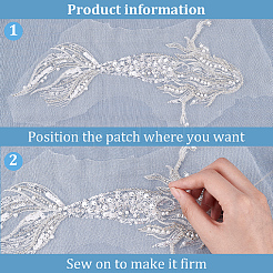 2Pcs Mermaid Computerized Embroidery Cloth Sew On Sequins Patches&nbsp;PATC-BC0001-01