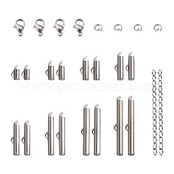 304 Stainless Steel Slide On End Clasp Tubes & Open Jump Rings & Lobster Claw Clasps & Chain Extender&nbsp;STAS-TA0004-65P