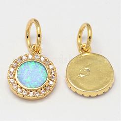 Brass Micro Pave Cubic Zirconia Charms&nbsp;ZIRC-G068-G