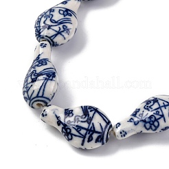 Handmade Blue and White Porcelain Beads Strands&nbsp;PORC-I027-13B