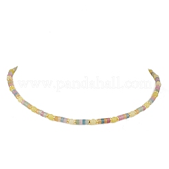 Round Natural Lemon Jade & Dyed Natural White Jade Heishi Beaded Necklaces for Women&nbsp;NJEW-JN06001