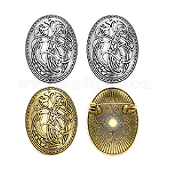 4Pcs 2 Colors Viking Oval with Symbol Alloy Lapel Pins for Backpack Clothes&nbsp;JEWB-PH0001-72