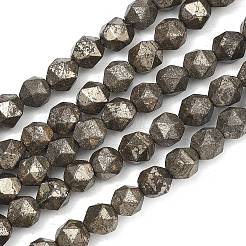 Natural Gold Pyrite/Golden Pyrite Beads Strands&nbsp;G-G458-I01-6mm