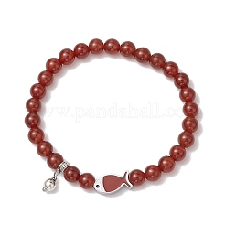 2Pcs Natural Carnelian & Natural White Jade Beaded Stretch Bracelets&nbsp;BJEW-JB11197
