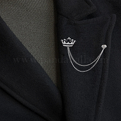 2Pcs Rhinestone Crown Hanging Chain Brooch&nbsp;JEWB-LP0004-97