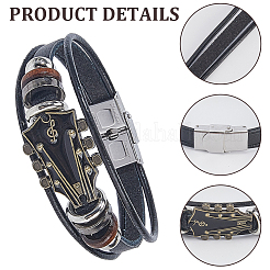 3Pcs 3 Colors Alloy & Leather Cord Bracelets for Men Women&nbsp;BJEW-CL0001-25