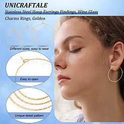 36Pcs 3 Size Ion Plating(IP) 316 Surgical Stainless Steel Hoop Earrings Findings&nbsp;STAS-UN0039-40