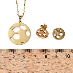 Football 201 Stainless Steel Pendant Necklaces & Stud Earrings Sets for Women&nbsp;SJEW-Q025-01G