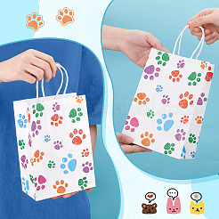 Rectangle with Paw Print Pattern Paper Storage Bags with Handle&nbsp;ABAG-WH0046-38A