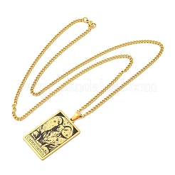 304 Stainless Steel Tarot Pendant Necklaces&nbsp;NJEW-A026-01G-10