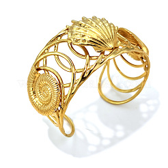 Ocean 304 Stainless Steel Hollow Starfish Shell Shape Open Cuff Bangles for Women&nbsp;WGCF8EC-01