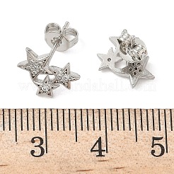 Star Brass Micro Pave Clear Cubic Zirconia Stud Earrings&nbsp;EJEW-F383-06P