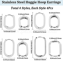 8 Pairs 4 Styles 304 Stainless Steel Huggie Hoop Earrings&nbsp;EJEW-SC0001-76P