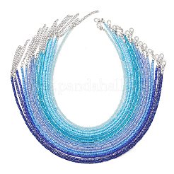 3MM Gradient Color Glass Seed Beaded Choker Necklaces for Women&nbsp;NJEW-JN05876