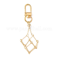Brass Braided Chain Pouch Empty Stone Holder Pendant Decorations&nbsp;HJEW-JM01241-01