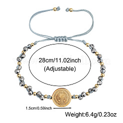 Adjustable Glass & Brass Beads Braided Bead Bracelets&nbsp;VF6330