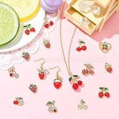 28Pcs 14 Styles Zinc Alloy Rhinestone Fruit Pendants&nbsp;FIND-CJ0004-95