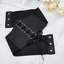 Imitation Leather Wide Elastic Chain Belt&nbsp;AJEW-WH0314-148A