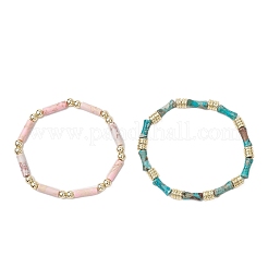 2Pcs 2 Styles Synthetic & Natural Imperial Jasper Beads Stretch Bracelets Sets&nbsp;BJEW-JB12073