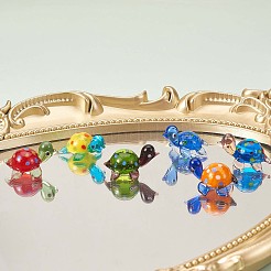 6Pcs Handmade Mini Turtle Figurines Sea Turtle Small Figurines Hand Blown Art Glass Turtle Figurines Marine Glass Animal Statue Cute Miniature Garden Decoration Turtle Gift&nbsp;JX531A